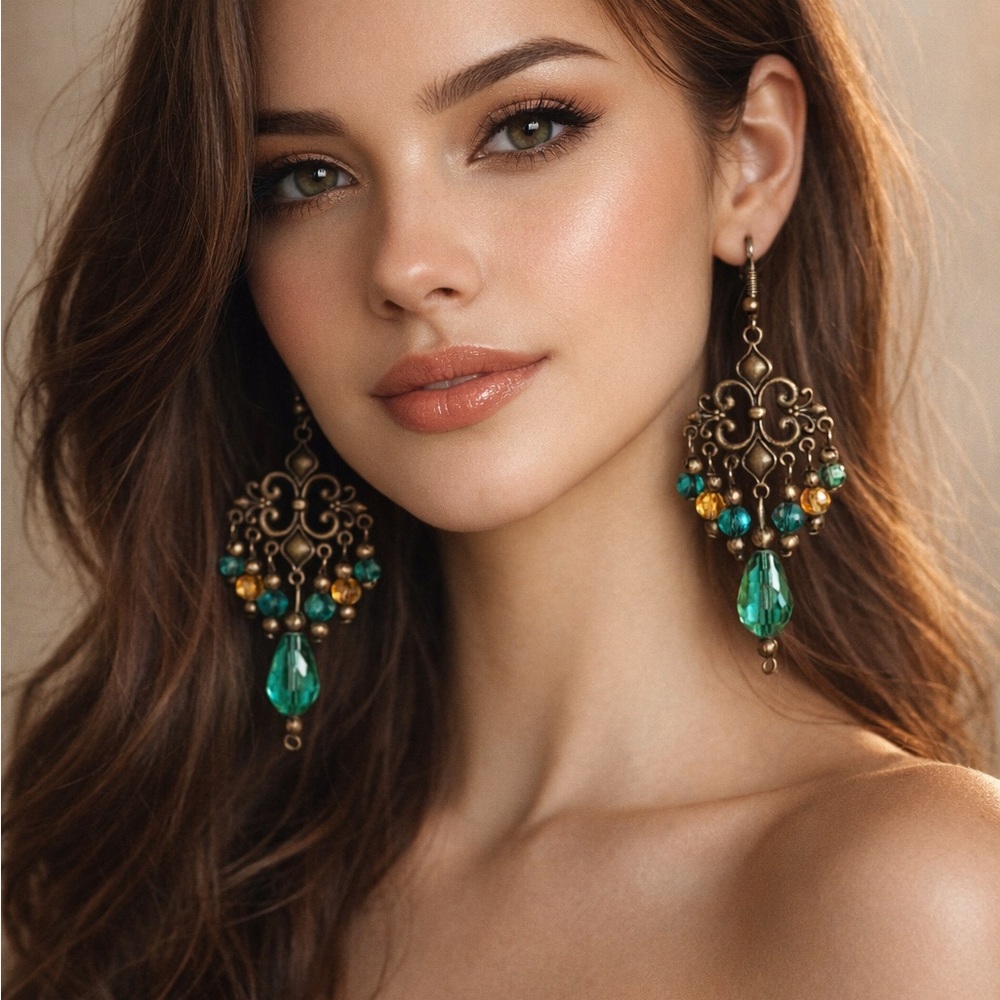 Emerald Royale Filigree Chandelier Earrings
